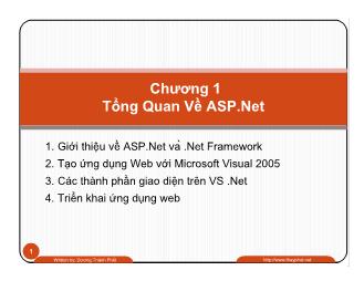 Bài giảng ASP.Net - Chương 1: Chương 1: Tổng quan về ASP.Net