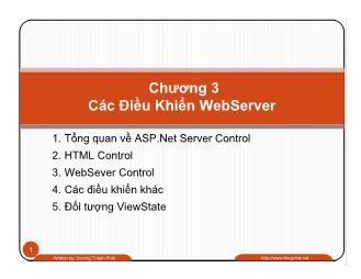 Bài giảng ASP.Net - Chương 3: Các điều khiển Web Server