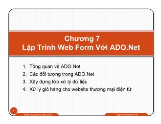 Bài giảng ASP.Net - Chương 7: Lập trình Web Form với Ado.Net