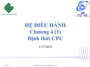 Bài giảng Hệ điều hành - Chương 4, Phần 1: Định thời CPU