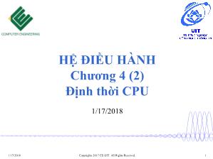 Bài giảng Hệ điều hành - Chương 4, Phần 2: Định thời CPU