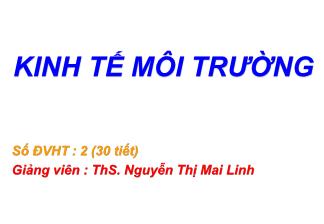 Bài giảng Kinh tế môi trường - Nguyễn Thị Mai Linh