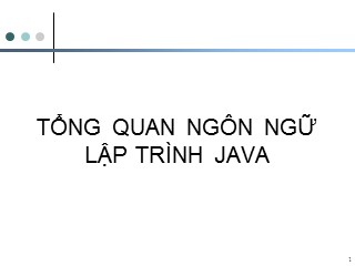 Bài giảng Lập trình hướng đối tượng - Chương 2: Tổng quan ngôn ngữ lập trình Java - Trần Anh Dũng