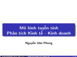 Bài giảng Mô hình toán kinh tế - Chương 10: Mô hình tuyến tính, Phân tích kinh tế - Kinh doanh - Nguyễn Văn Phong