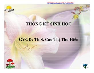 Bài giảng Thống kê sinh học - Chương 1: Thống kê mô tả - Cao Thị Thu Hiền