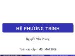 Bài giảng Toán cao cấp - Chương 3: Hệ phương trình - Nguyễn Văn Phong