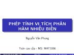 Bài giảng Toán cao cấp - Chương 7: Phép tính vi tích phân hàm nhiều biến - Nguyễn Văn Phong