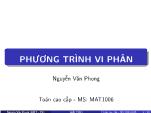 Bài giảng Toán cao cấp - Chương 8: Phương trình vi phân - Nguyễn Văn Phong