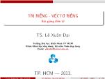 Bài giảng Trị riêng - Vecto riêng - Lê Xuân Đại