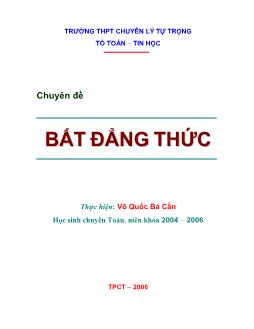 Chuyên đề: Bất đẳng thức - Võ Quốc Bá Cẩn