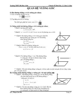 Chuyên đề Quan hệ vuông góc