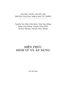 Giáo trình Biến phức định lý và áp dụng