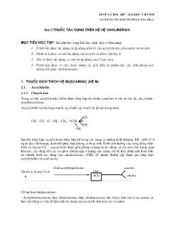 Giáo trình Dược lý học - Bài 5: Thuốc tác dụng trên hệ Cholinergic