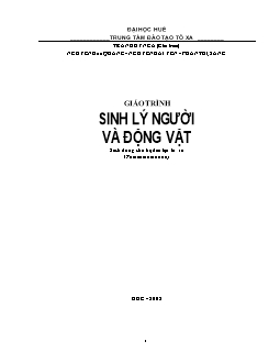 Giáo trình môn Sinh lý người và động vật