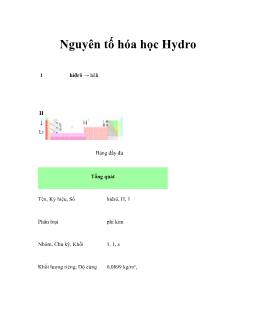 Tài liệu Nguyên tố hóa học Hydro