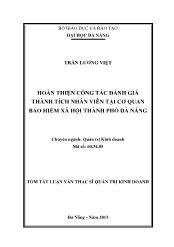 Tóm tắt Luận văn Hoàn thiện công tác đánh giá thành tích nhân viên tại cơ quan bảo hiểm xã hội thành phố Đà Nẵng