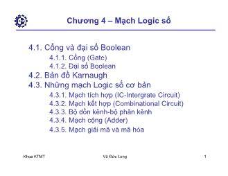 Bài giảng Kiến trúc máy tính - Chương 4: Mạch Logic số - Vũ Đức Lung