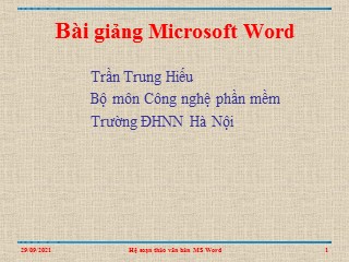 Bài giảng Microsoft Word - Trần Trung Hiếu