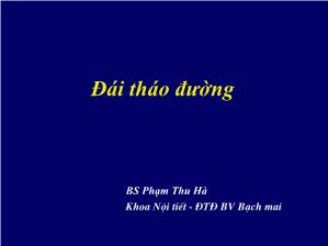 Bài giảng Đái tháo đường - Phạm Thu Hà