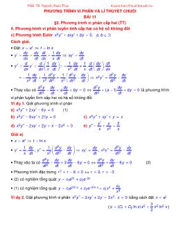 Bài giảng Phương trình vi phân và lí thuyết chuỗi - Bài 3: Phương trình vi phân cấp hai (Tiếp theo) - Nguyễn Xuân Thảo