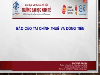 Bài giảng Tài chính doanh nghiệp 1 - Chương 2: Báo cáo tài chính thuế và dòng tiền - Trần Thị Thái Hà