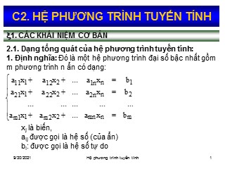 Bài giảng Toán kinh tế - Chương 2: Hệ phương trình tuyến tính - Nguyễn Ngọc Lam