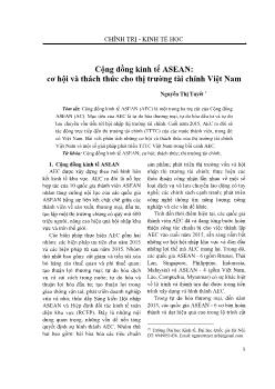 Cộng đồng kinh tế ASEAN: Cơ hội và thách thức cho thị trường tài chính Việt Nam
