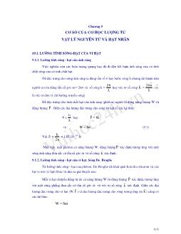 Giáo trình Cơ học lượng tử - Chương 9: Cơ sở của cơ học lượng tử vật lý nguyên tử và hạt nhân