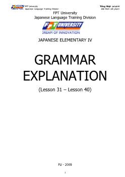 Giáo trình Japanese Elementary I - Grammar explanation (Phần 2)