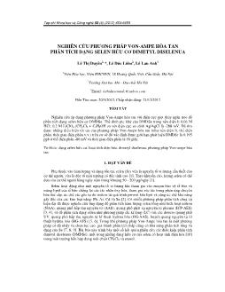 Nghiên cứu phương pháp Von-Ampe hòa tan phân tích dạng Selen hữu cơ Dimetyl Diselenua