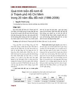 Quá trình biến đổi kinh tế ở Thành phố Hồ Chí Minh trong 20 năm đầu đổi mới (1986-2006)