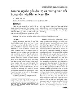 Rìa-Hu, nguồn gốc Ấn Độ và những biến đổi trong văn hóa Khmer Nam Bộ