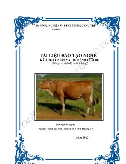 Tài liệu đào tạo nghề Kỹ thuật nuôi và trị bệnh cho bò