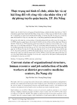 Thực trạng mô hình tổ chức, nhân lực và sự hài lòng đối với công việc của nhân viên y tế dự phòng tuyến quận huyện, thành phố Đà Nẵng