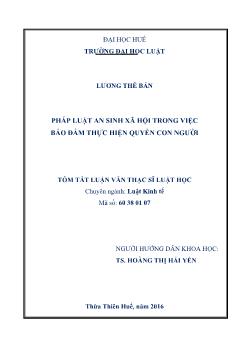 Tóm tắt Luận văn Pháp luật an sinh xã hội trong việc bảo đảm thực hiện quyền con người