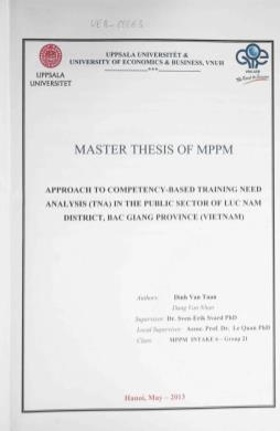 Approach to competency - Based training need analysis (tna) in the public sector of Luc Nam district, Bac Giang province (Vietnam)