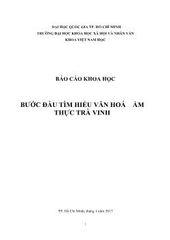 Báo cáo Bước đầu tìm hiểu văn hoá ẩm thực Trà Vinh