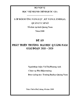 Đề án Phát triển trường đại học Quảng Nam giai đoạn 2018 – 2020