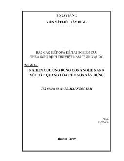 Đề tài Nghiên cứu ứng dụng công nghệ nano xúc tác Quang Hóa cho sơn xây dựng