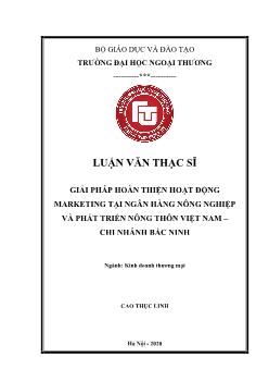 Giải pháp hoàn thiện hoạt động marketing tại ngân hàng nông nghiệp và phát triển nông thôn Việt Nam – Chi nhánh Bắc Ninh