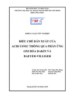 Khóa luận Điều chế dẫn xuất của acid usnic thông qua phản ứng oxi hóa dakin và baeyer - Villiger