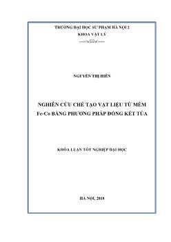 Khóa luận Nghiên cứu chế tạo vật liệu từ mềm Fe - Co bằng phương pháp đồng kết tủa