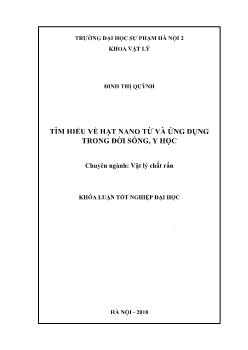 Khóa luận Tìm hiểu về hạt nano từ và ứng dụng của nó trong đời sống, y học