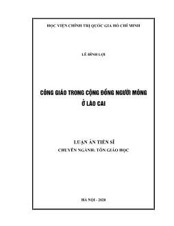 Luận án Công giáo trong cộng đồng người Mông ở Lào Cai