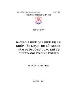 Luận án Đánh giá hiệu quả điều trị sai khớp cắn loại ii do lùi xương hàm dưới có sử dụng khí cụ chức năng cố định forsus