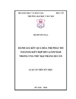 Luận án Đánh giá kết quả hóa trị phác đồ folfox4 kết hợp bevacizumab trong ung thư đại tràng di căn