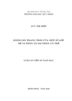 Luận án Đánh giá trạng thái của một số lớp hệ vi phân và sai phân có trễ