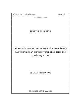 Luận án Giá trị của crp, interleukin - 6 và bảng câu hỏi cat trong chẩn đoán đợt cấp bệnh phổi tắc nghẽn mạn tính