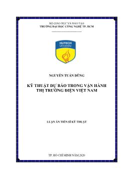 Luận án Kỹ thuật dự báo trong vận hành thị trường điện Việt Nam