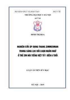 Luận án Nghiên cứu áp dụng thang zimmerman trong sàng lọc rối loạn ngôn ngữ ở trẻ em nói tiếng Việt từ 1 đến 6 tuổi